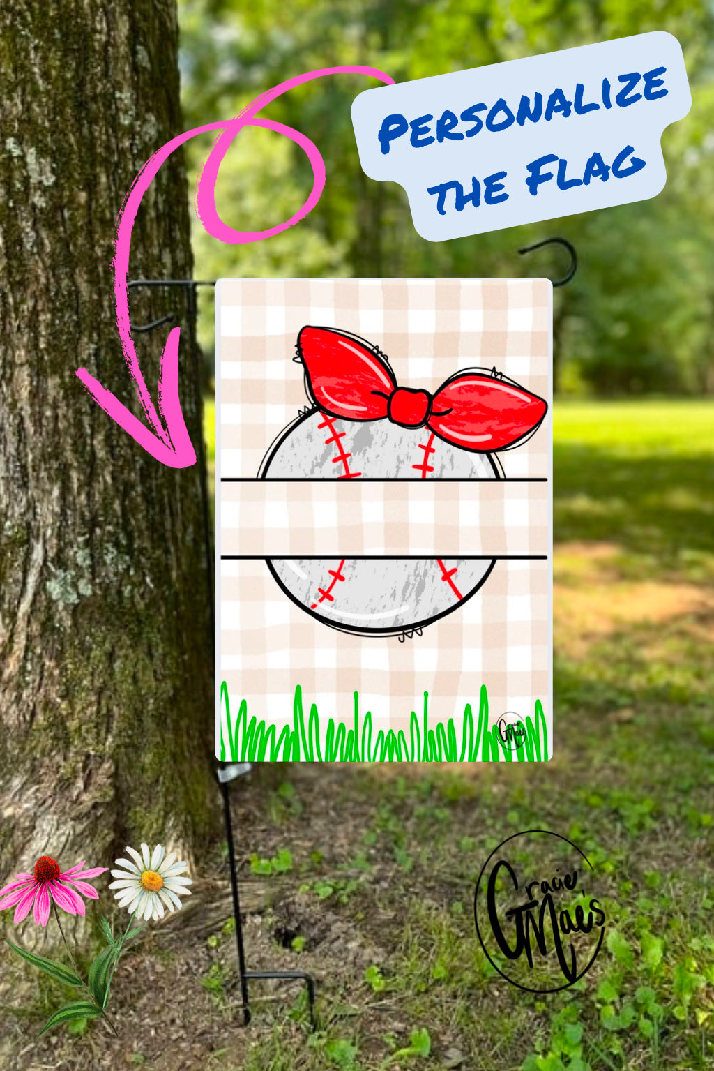 Baseball Personalized Garden Flag