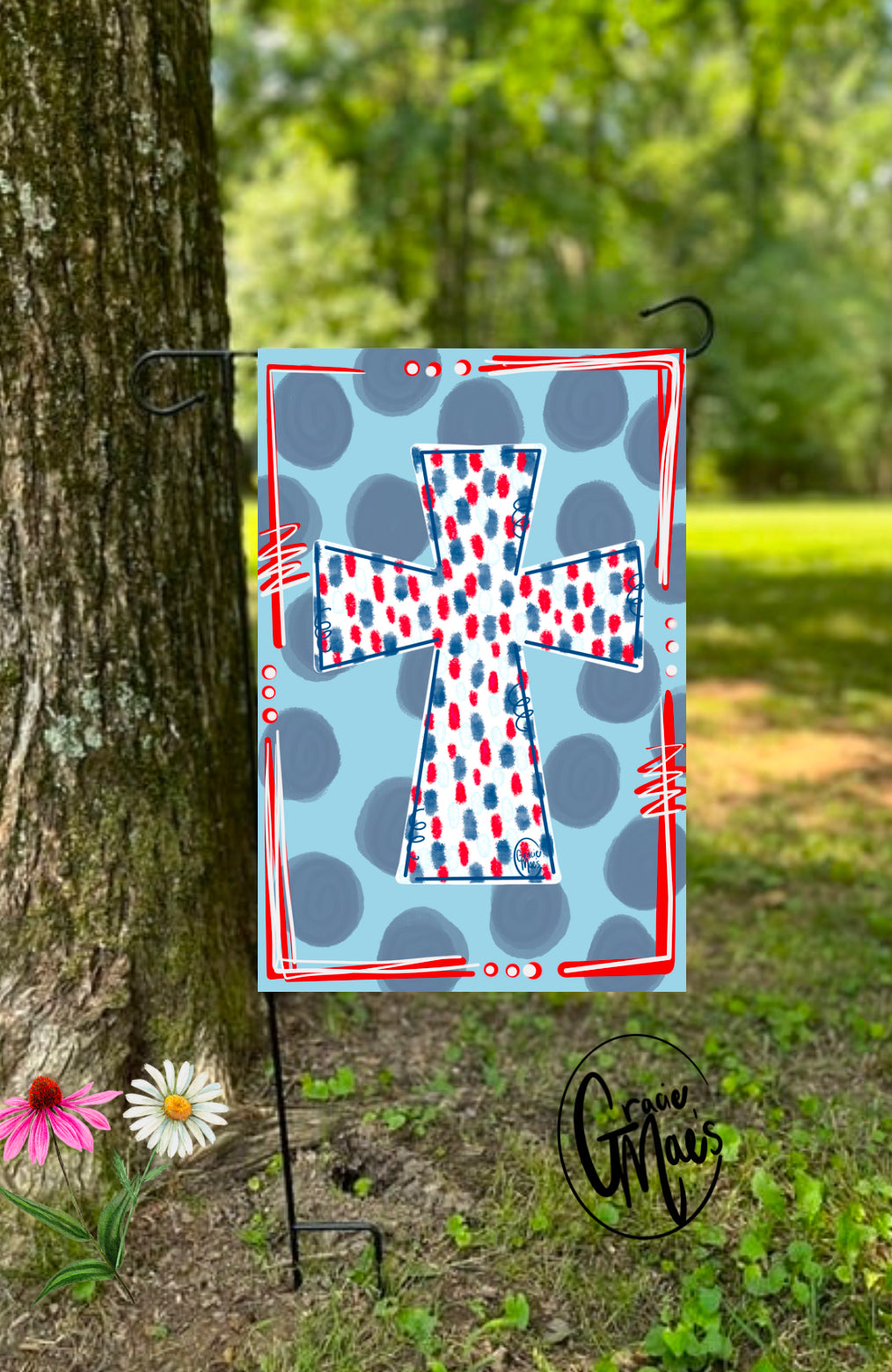 Red White Blue - Cross Garden Flag