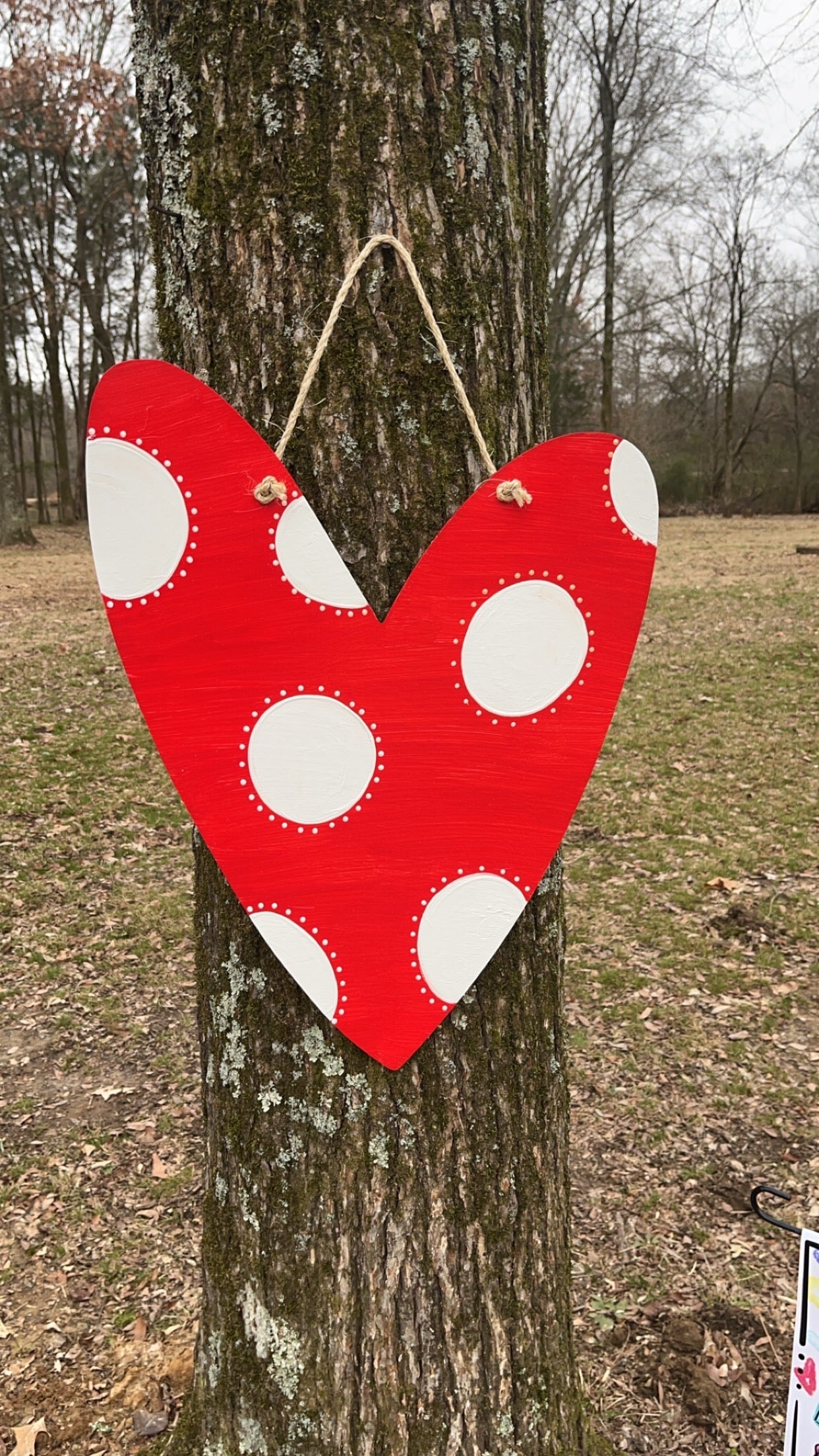 Red Heart White Polka Dots