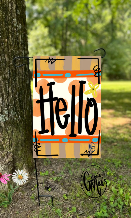 Hello Garden Flag