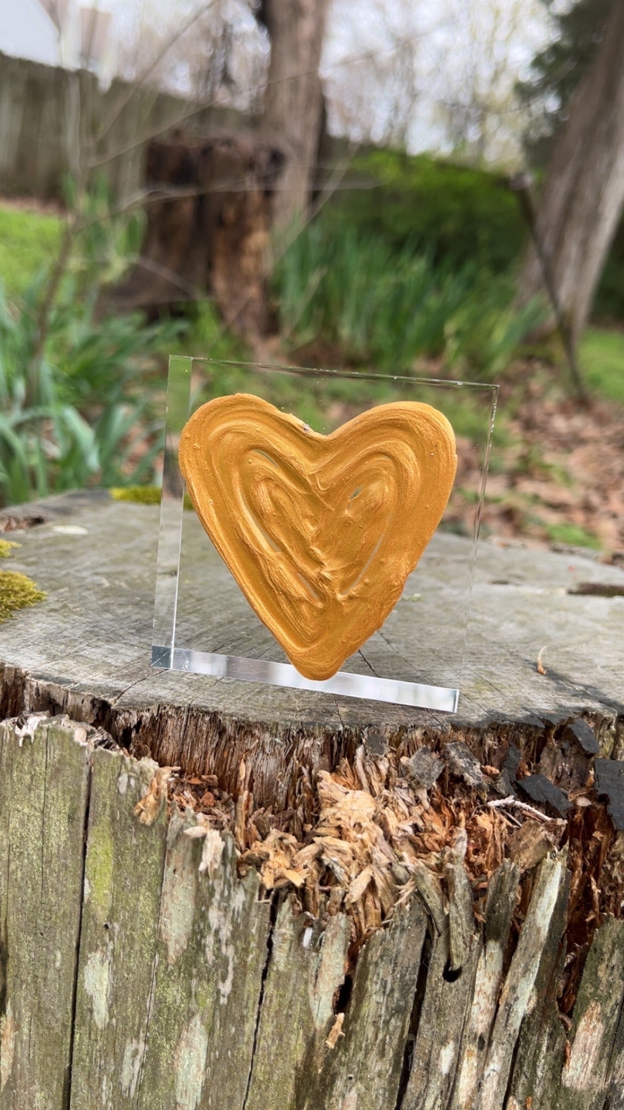 Acrylic Gold Heart Block