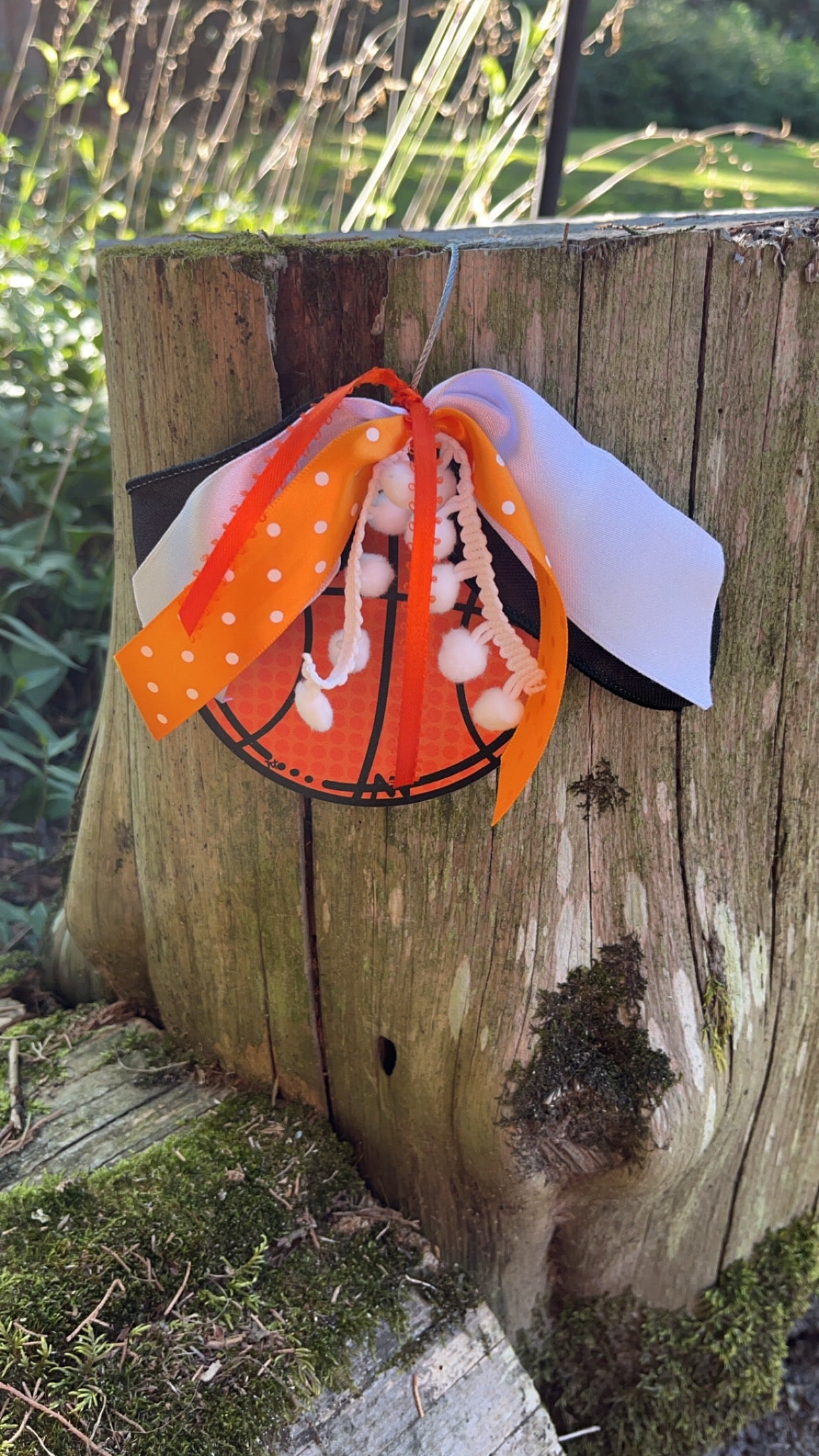 Basketball Bag Tag with Ribbon