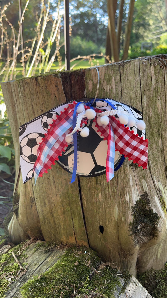 Soccer Bag Tag with Ribbon