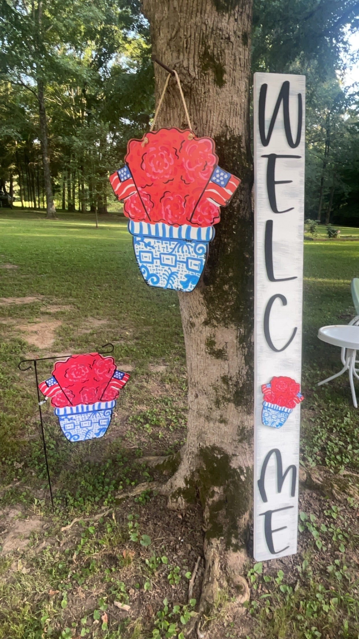 Patriotic Flower Pot Garden Flag