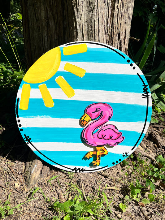 Flamingo Circle Door Hanger