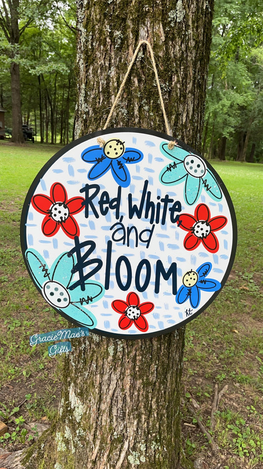 Red White Bloom Door Hanger